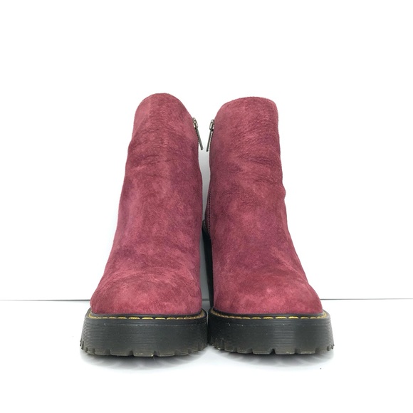 Dr Martens Magdalena Suede Leather Burgundy Ankle Zip Boots Women’s 11 Shoes - Picture 7 of 13